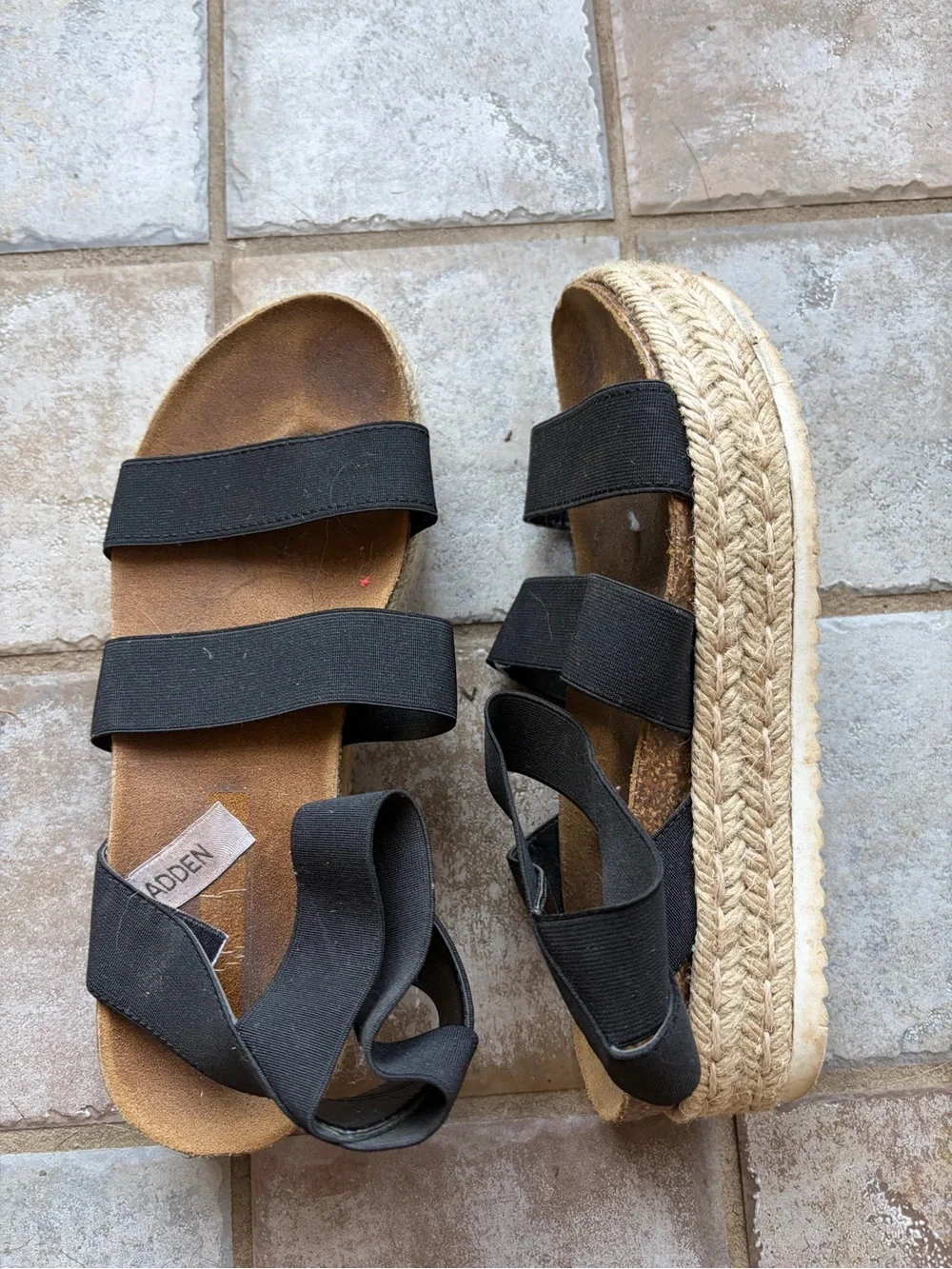 Steve Madden Black Espadrille Platform Slide Sandals